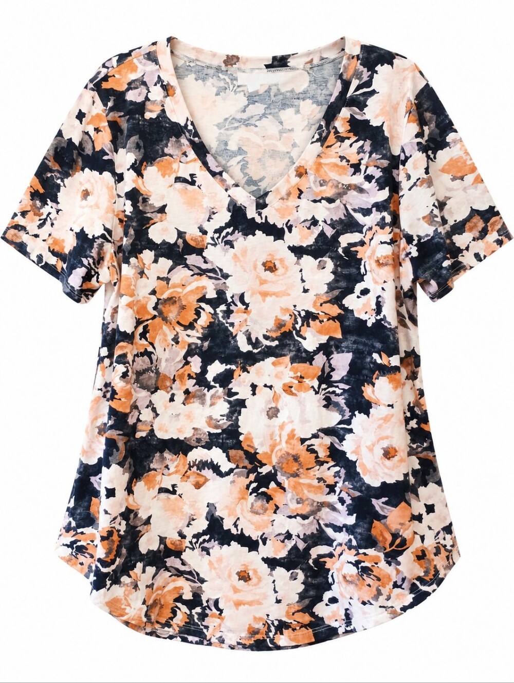 LuLaRoe Black White Cream V-neck Short Sleeve Tee Size XL